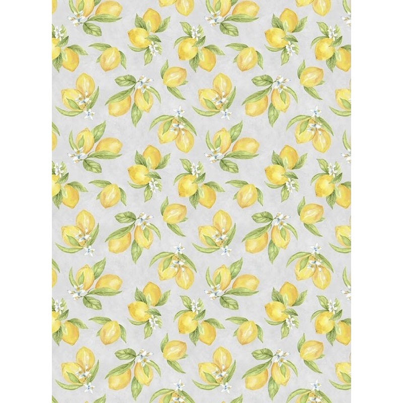 Zest Life Lemon Toss Grey Cynthia Coulter Wilmington Prints Cotton Fabric