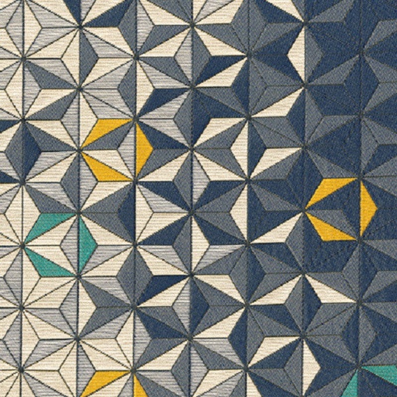 Brentano Equinox Hydra 3D Geometric Blue Upholstery Fabric