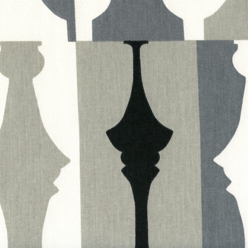 So Silhouette Tuxedo Modern Chess Piece Print Upholstery Fabric