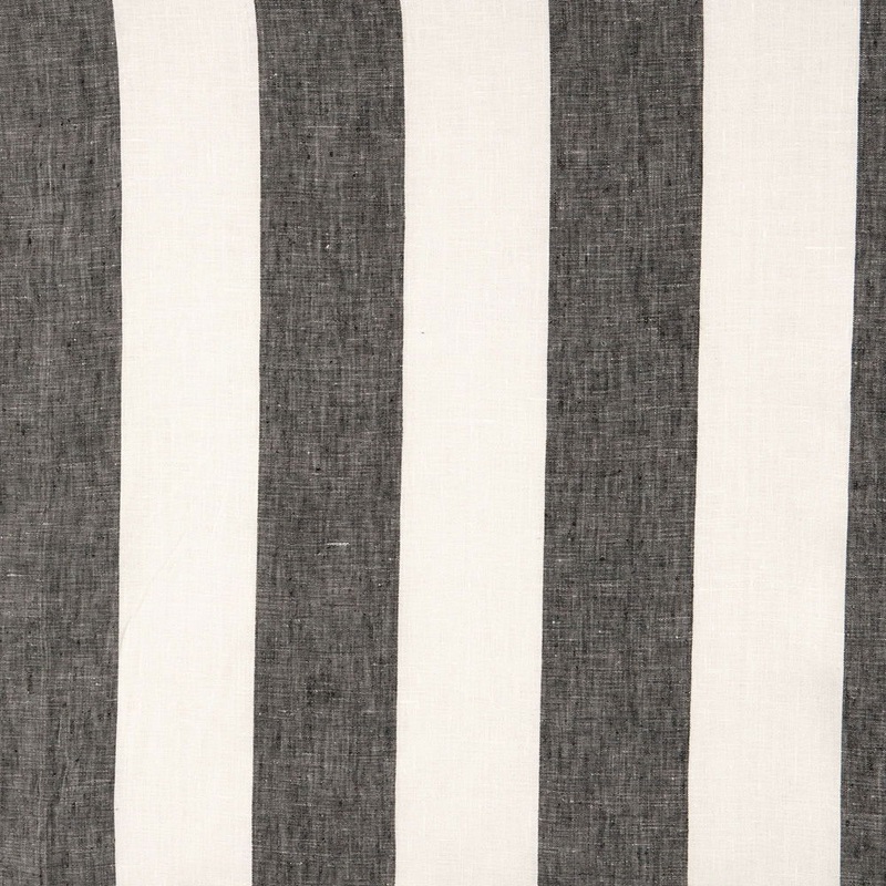 120" Black Montauk Stripes Linen Fabric
