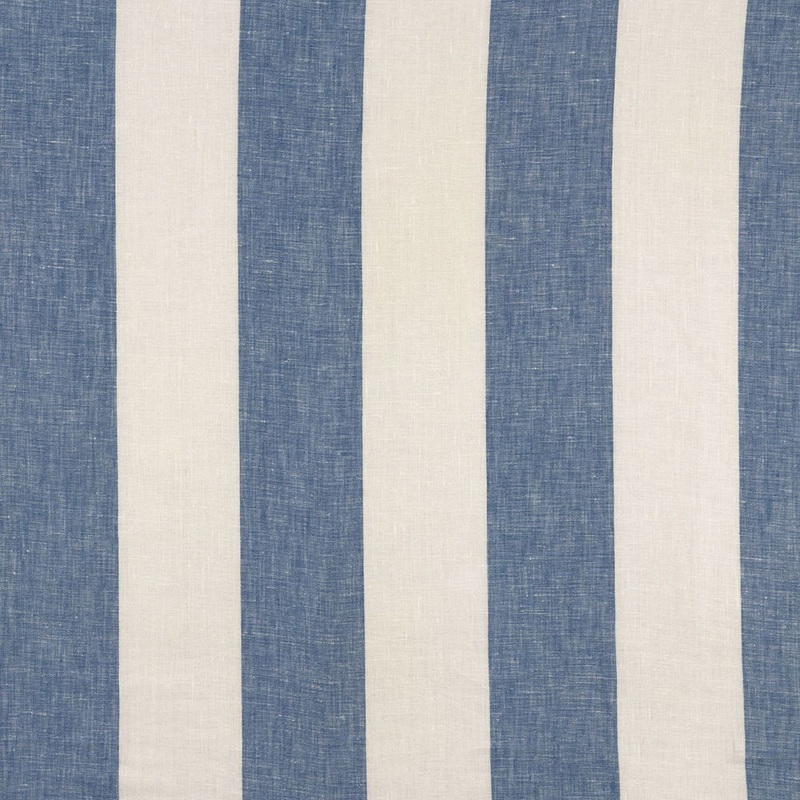 120" Blue Montauk Stripes Linen Fabric