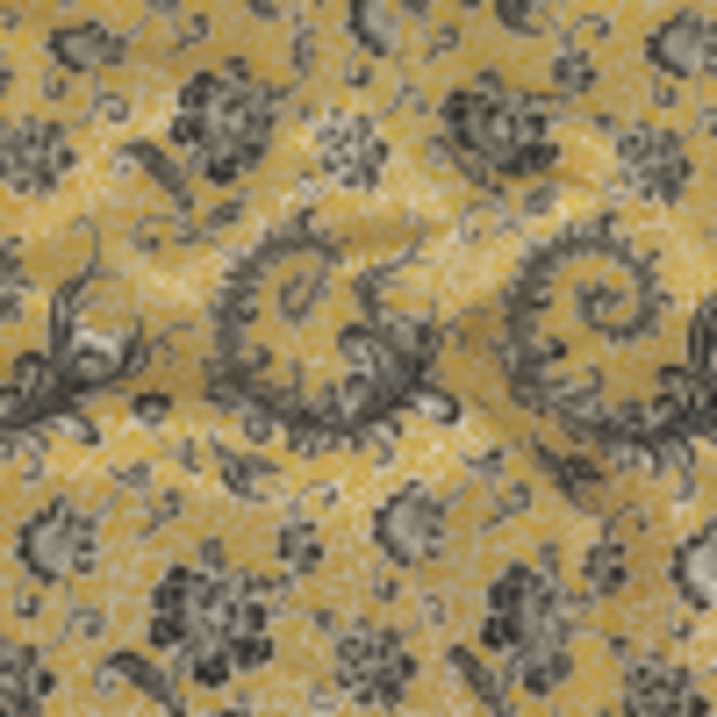 White, Black, and Goldenrod Floral Polyester Jacquard