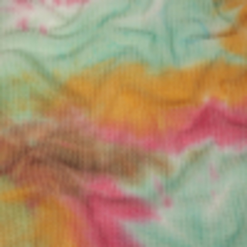 Yellow, Aqua and Pink Whisky Tie Dye Brushed Waffle Knit