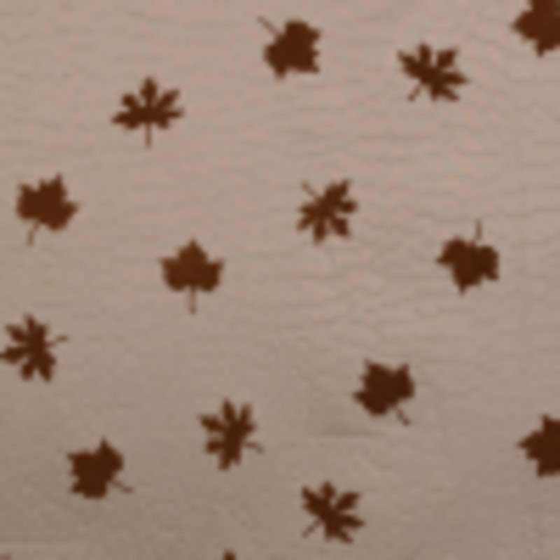 Beige and Gray Fused Double-Cloth Flocked with Brown Leaves