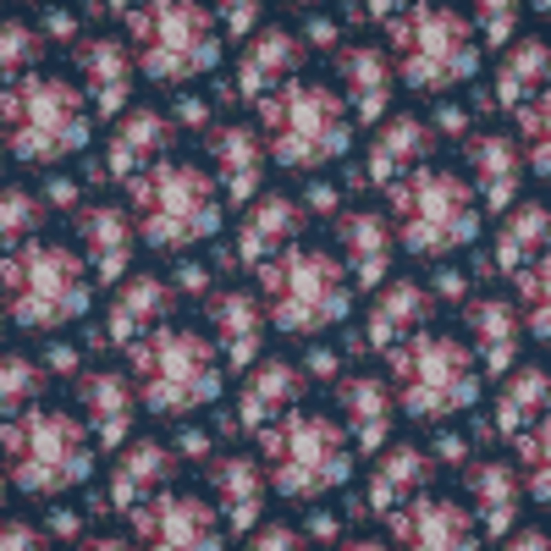 Wild Rose Pink and Insignia Blue Floral Cotton Twill