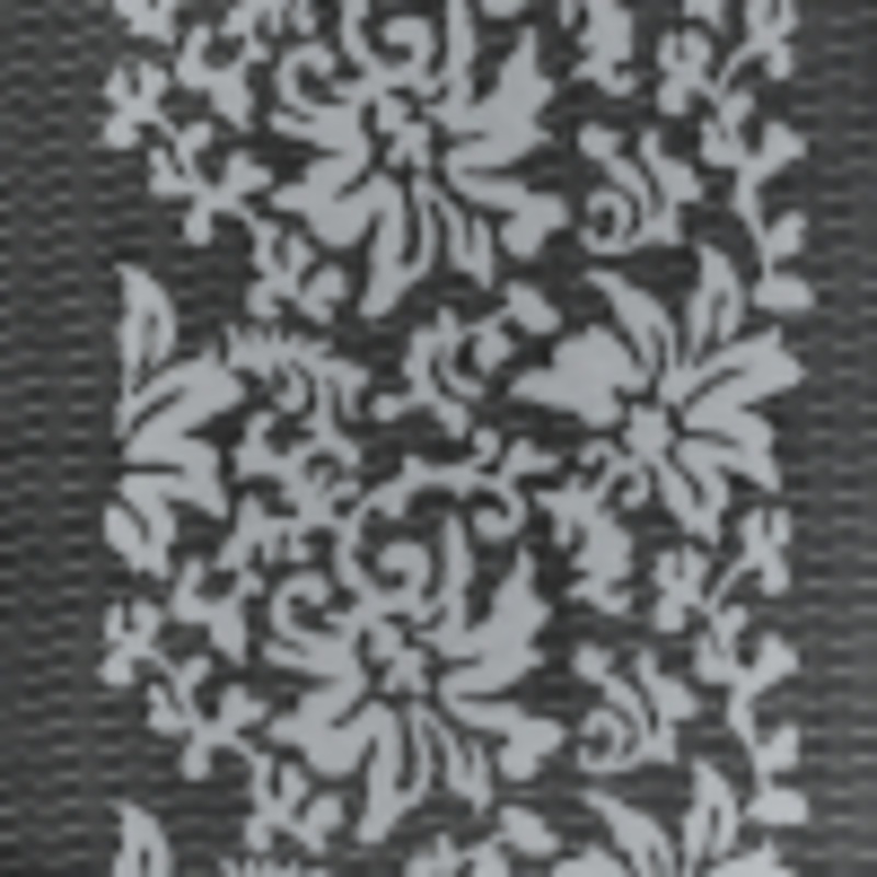 Wonder Mesh with Floral Faux Leather Embroidered Borders - Black and White