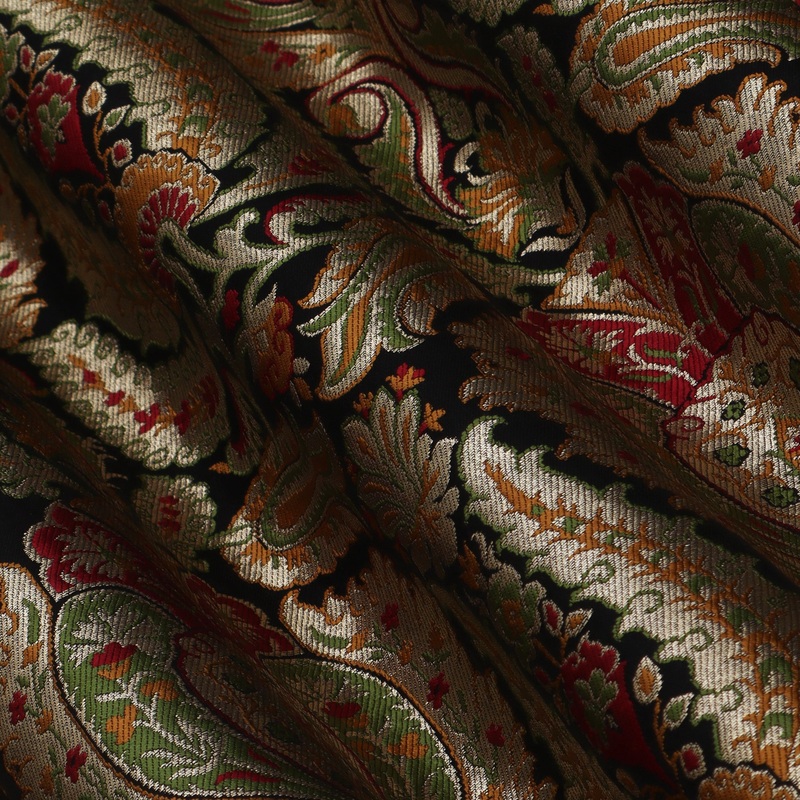 Black Color KimKhab Brocade Fabric