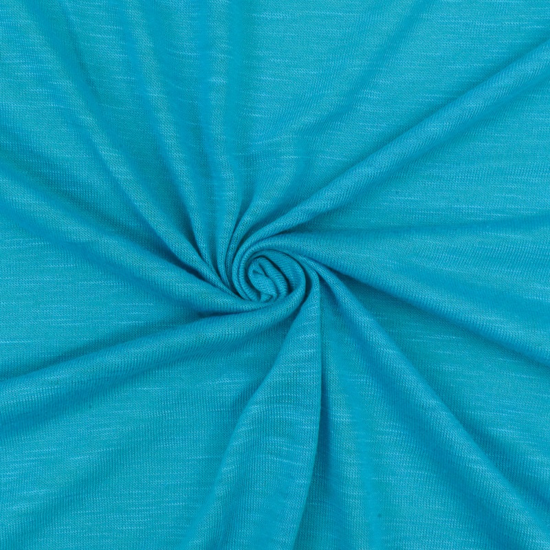 Aqua Blue Slub Stretch Jersey Knit Fabric