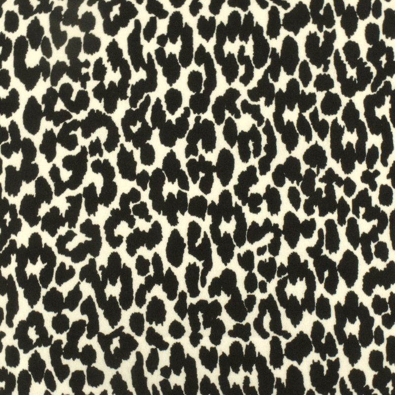 Beige-Black Famous Designer Cheetah Printed Crepe Faille Woven Fabric