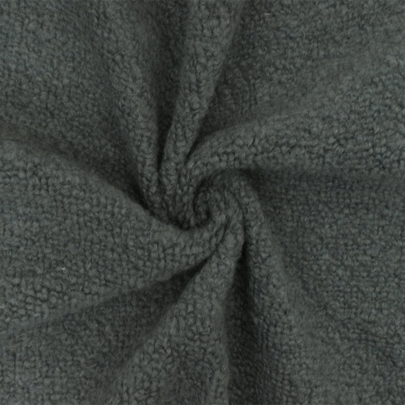 Weathered Gray Solid Wool Polyester Berber Fleece Knit Fabric