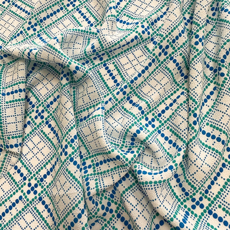 Azure Multi Color Diamond Dot Print Georgette Fabric