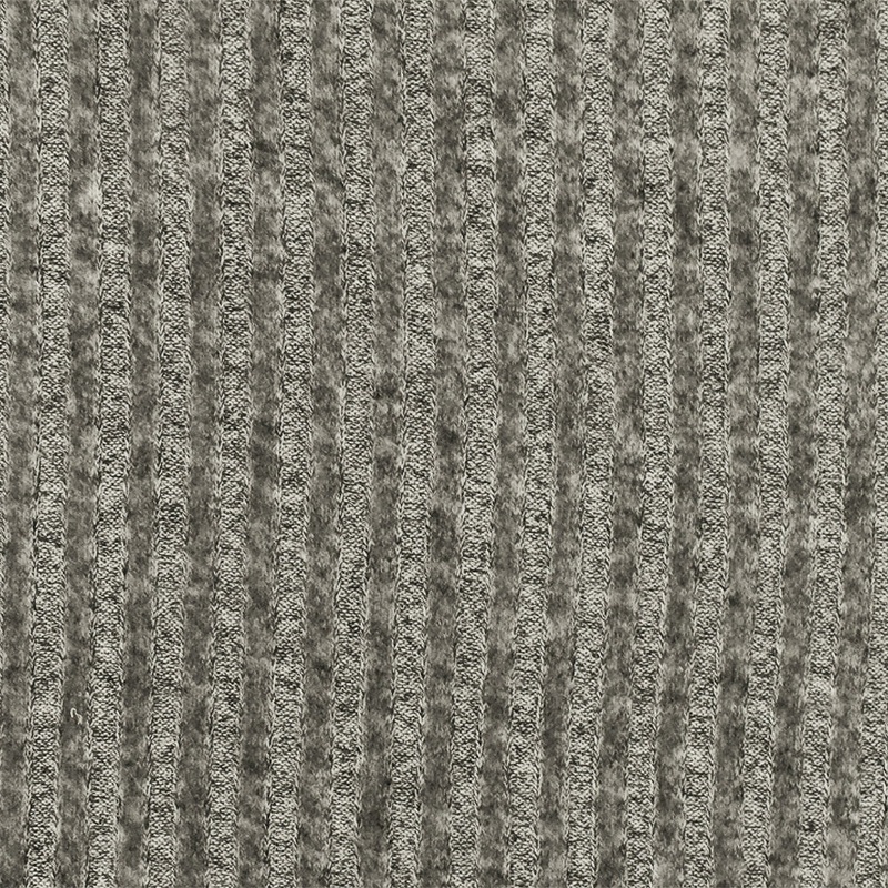 Warm White-Gray-Black Texture Brushed Stretch 5x4 Rib Knit Fabric