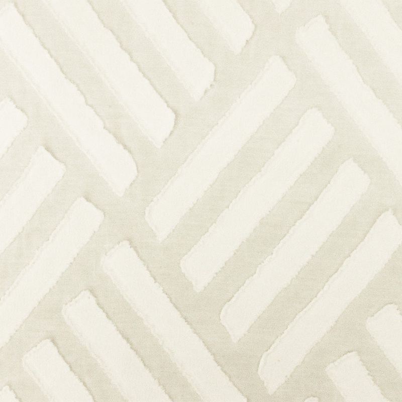 White Abstract Diagonal Tile Poly-Cotton Clip-Spot Pleat Woven Fabric