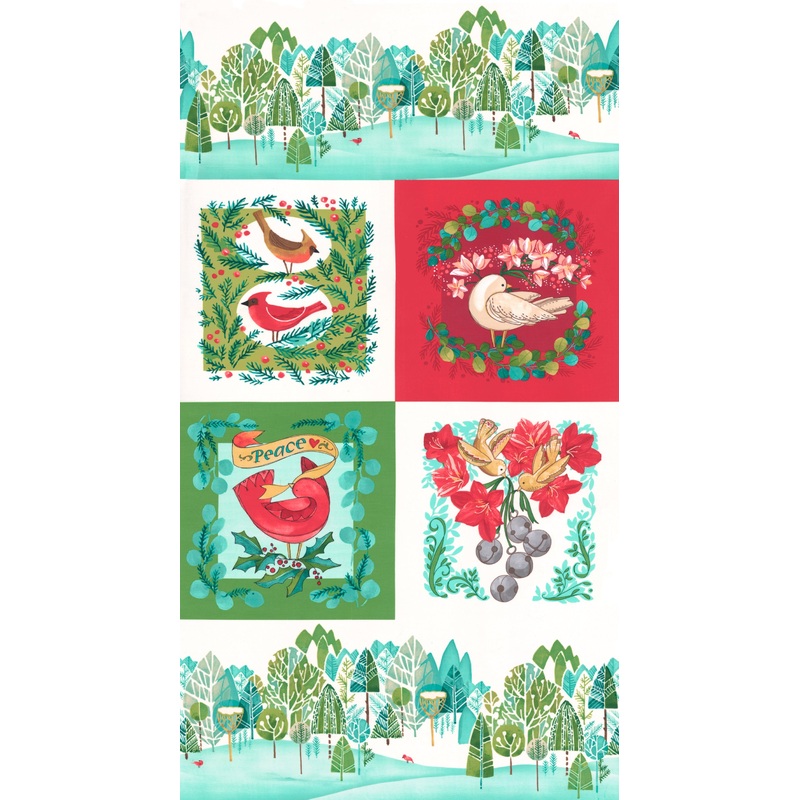 P339 - Winterly Quilt Fabric - Winterly Panel in Christmas Multi  - 48766 11 - SOLD AS A 24" PANEL